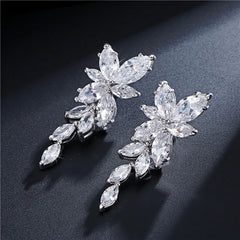 Crystal Zirconia Long Drop Earrings for Women