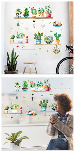Potted Cactus Wall Sticker