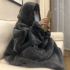 Winter Hooded Pocket TV Blankets Bathrobe W