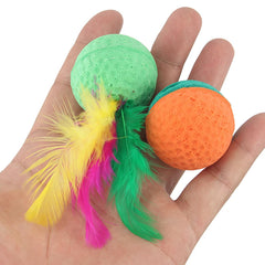 10pcs Pet Toys Latex Ball Cat Toy Foam Ball Feather