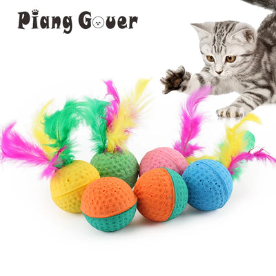 10pcs Pet Toys Latex Ball Cat Toy Foam Ball Feather