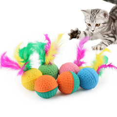 10pcs Pet Toys Latex Ball Cat Toy Foam Ball Feather