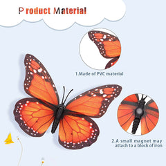 10Pcs 4.72 In Monarch Butterfly Decoration Stickers