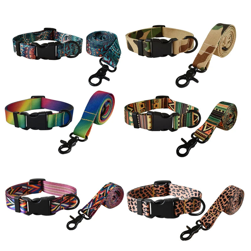 Plastic Release Buckle Dog Leash And Collar Set