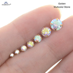 2Pcs 0.8x6mm Rod 2-6mm Shiny Rainbow Crystal Zircon Ear Studs