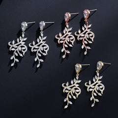 Crystal Zirconia Long Drop Earrings for Women