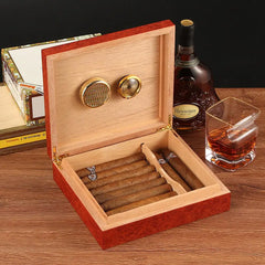 Cedar Wood Cigar Humidor Portable Travel Cigar Case W/ Humidifier