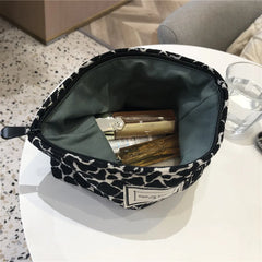 Large Women Leopard Cosmetic Bag Canvas Waterproof