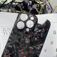 Glossy Marble Forged Ultra Thin Genuine Carbon Fiber Cover For iPhone 15 14 16 Pro Max