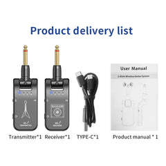 2.4GHz Wireless Guitar System Rechargeable Audio Transmitter & Receiver