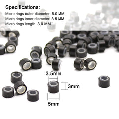 Silicone Micro Link Rings Beads Silicone-lined 200Pcs Standard Micro-Links for Hair Extensions Stick