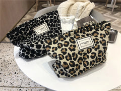 Large Women Leopard Cosmetic Bag Canvas Waterproof