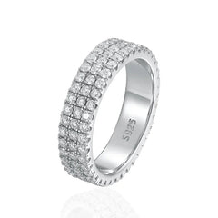 NeeTim Full Moissanite Ring Sterling Silver 925 with Gold Plated