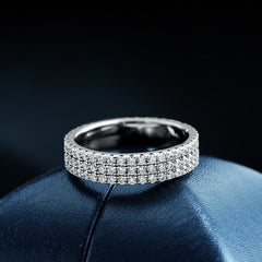 NeeTim Full Moissanite Ring Sterling Silver 925 with Gold Plated