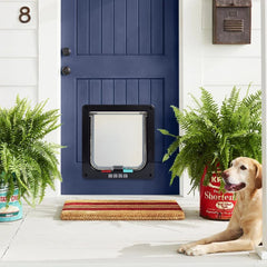 Dog Cat Flap Safety In & out Pet Door with 4 Way Security Lock