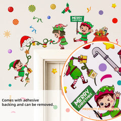 Cartoon Christmas Child Bell and Ribbon Door Frame Decor