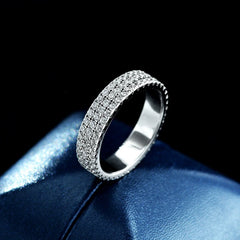 NeeTim Full Moissanite Ring Sterling Silver 925 with Gold Plated