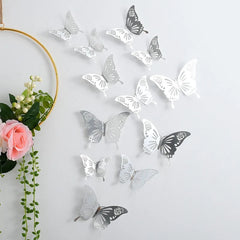 12Pcs/Set 3D Hollow Wall Stickers Butterflies