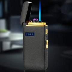 2024 New Metal Windproof Double Arc USB Charging Gas Dual Purpose Lighter Gas Electric Hybrid Cigar Lighter Men's Gift