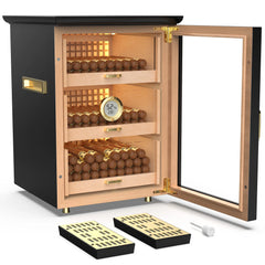 USB Cigar Humidor 3 Shelves,  with LED Light, Spanish Cedar Wood Inner Shelves, Accurate Hygrometer, Humidifier