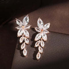 Crystal Zirconia Long Drop Earrings for Women