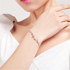 Moissanite Diamond Bracelet Platinum Plating Sterling Silver Ten Stars Charms Bracelet Promise Gift For Women Girls Fine Jewelry