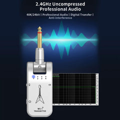 2.4GHz Wireless Guitar System Rechargeable Audio Transmitter & Receiver