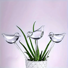 2pc Plant Waterer Self Watering Sphere, Bird shaped Hand Blowed