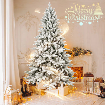 5FT/6FT/7FT Pre-lit Artificial Christmas Tree Branch Tips Automatic Open