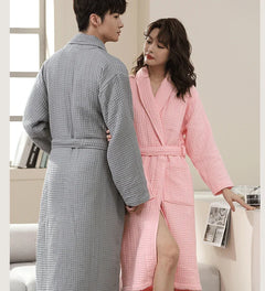 Hotel Cotton Men Bathrobe Plus Size Waffle Bath Robe Thicken Breathable Robes