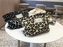 Large Women Leopard Cosmetic Bag Canvas Waterproof