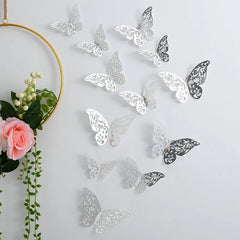 12Pcs/Set 3D Hollow Wall Stickers Butterflies