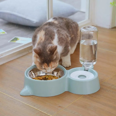 2-in-1 Cat Bowl Water Dispenser Automatic Water Storage