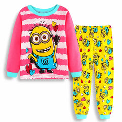 Despicable me Minion Series Children'S pj's 2pcs Set Boys/Girls Cartoon Long Sleeve Sleepwear