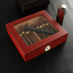 Cedar Wood Cigar Humidor Portable Travel Cigar Case W/ Humidifier