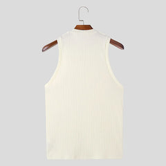 Men Tank Tops Solid Color O-neck Sleeveless Knitted Casual