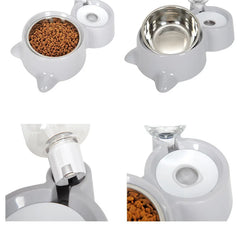 2-in-1 Cat Bowl Water Dispenser Automatic Water Storage