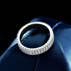 NeeTim Full Moissanite Ring Sterling Silver 925 with Gold Plated