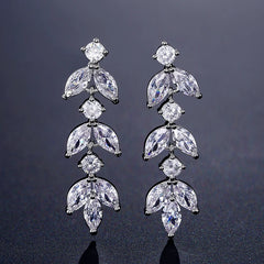 Crystal Zirconia Long Drop Earrings for Women