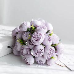 27Heads Peony Artificial Flowers and vase for Home