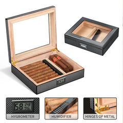 Cedar Wood Cigar Humidor Portable Travel Cigar Case W/ Humidifier