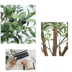 4.9ft/5.9ft Artificial Olive Tree, Artificial Potted Olive Tree With Leaves And Adjustable Branches,