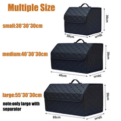 Car Trunk Organizer Box Collapsible Car Trunk Storage Organizer Large Capacity Auto Multiuse Tools Storage Bag Tidying Leather