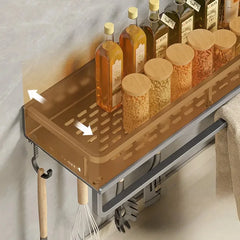 Spice Rack Kitchen Wall-mounted Large Spice Jar Storage Rack with Hook