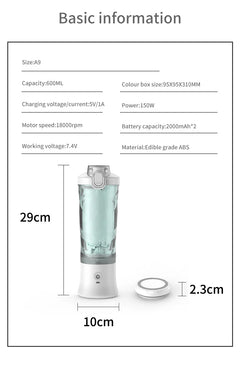 Portable Blender Juicer Usb Charging 600ml