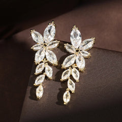 Crystal Zirconia Long Drop Earrings for Women