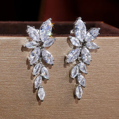 Crystal Zirconia Long Drop Earrings for Women