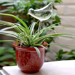 2pc Plant Waterer Self Watering Sphere, Bird shaped Hand Blowed