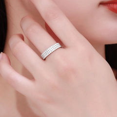 NeeTim Full Moissanite Ring Sterling Silver 925 with Gold Plated