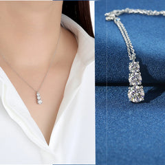 High-quality S925 Sterling Silver Chain D VVS1 Moissanite Stone 3 Stone Necklace Fine Jewellry